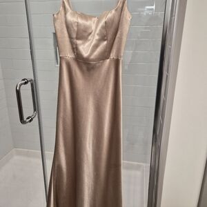 Jenny Yoo Strapless Satin Dress in Cream